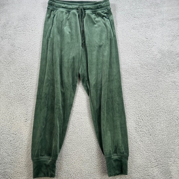 aerie Pants - Aerie Offline Velour Jogger Pants Green Womens M Waist Drawstring Zip Pockets